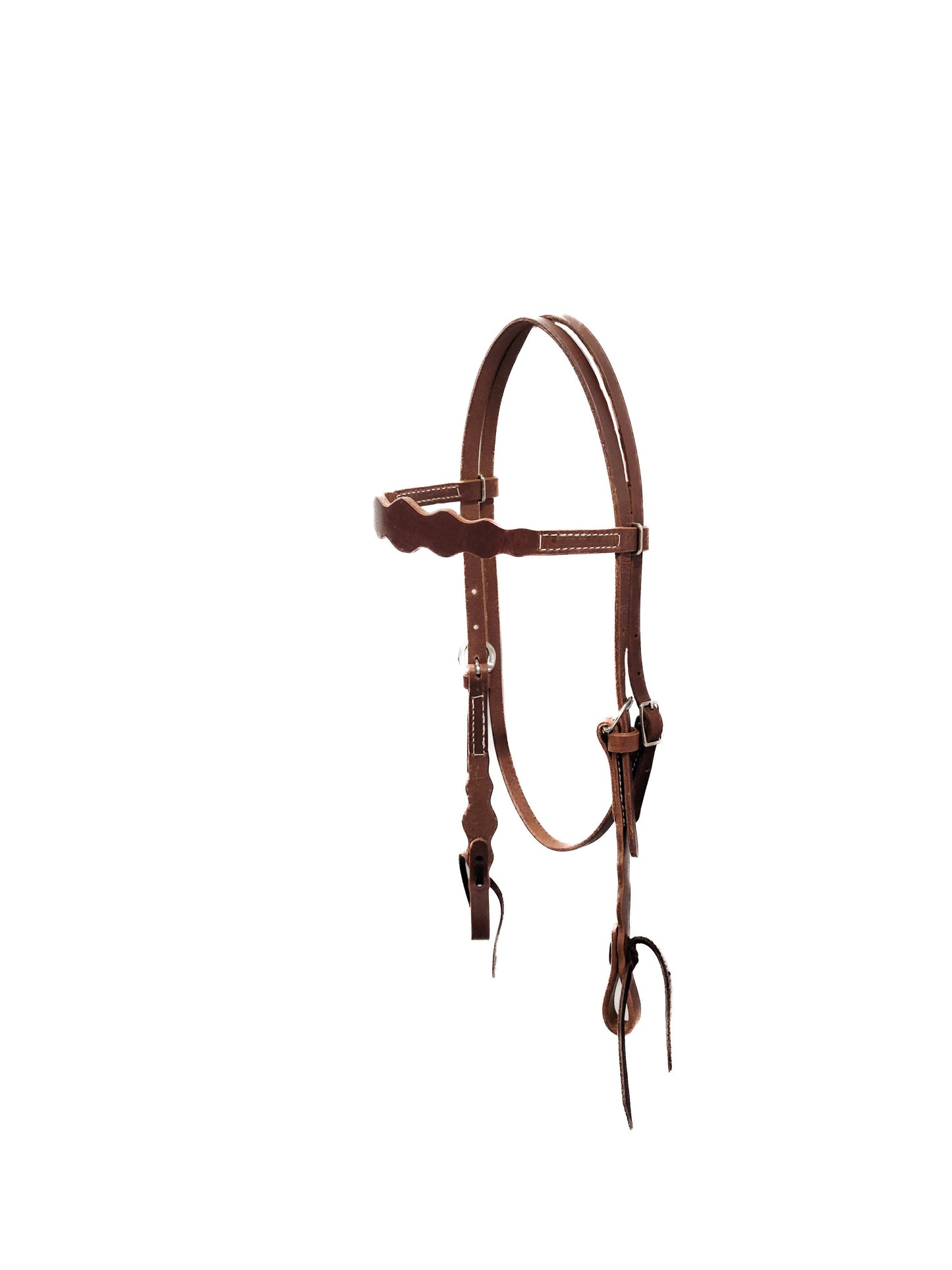 J Wayne Leather Scallop Browband Headstall - Chestnut
